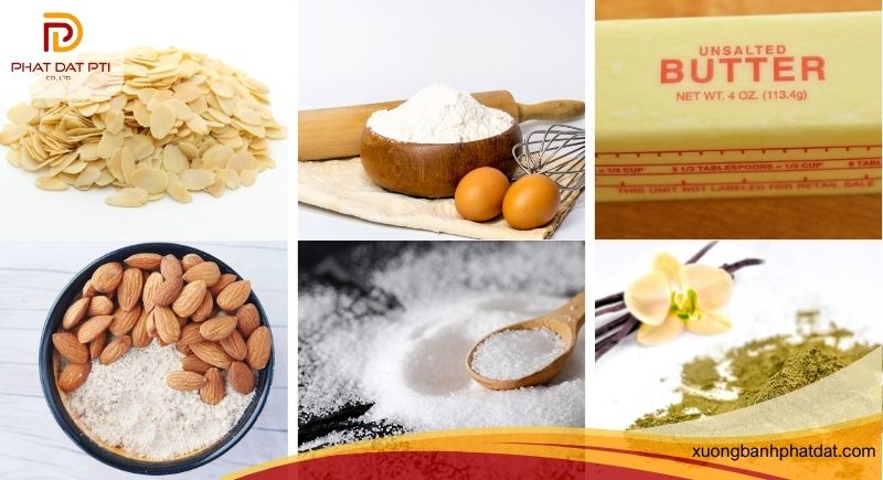 Nguyên liệu chế biến bánh ngói hạnh nhân tại nhà