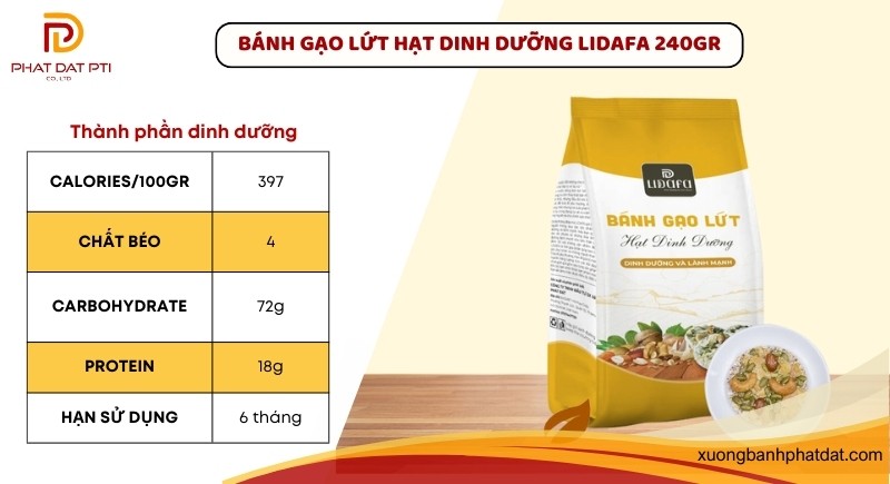 Banh gao lut hat dinh duong LIDAFA 240GR giam can