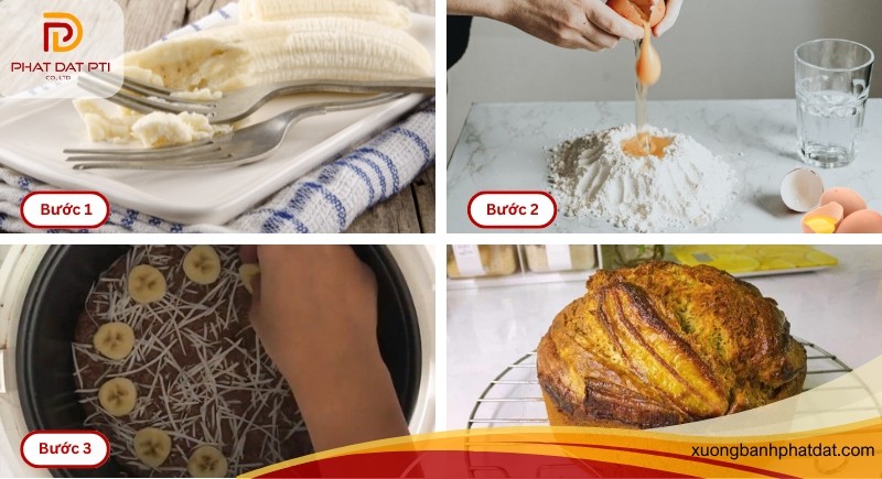 Cach lam banh chuoi yen mach bang noi com dien