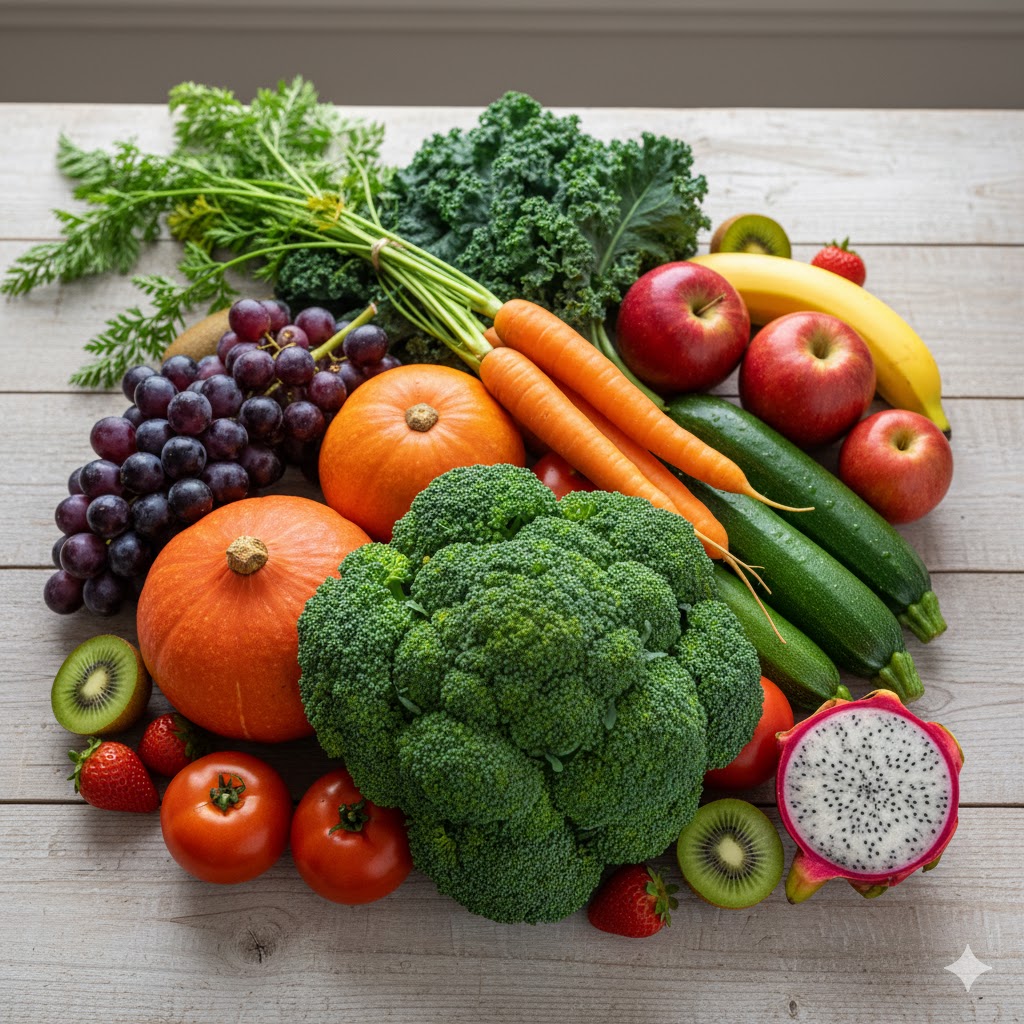 rau củ quả tươi – thực phẩm lành mạnh cho trẻ em giúp tăng sức đề kháng, thực phẩm thuần chay