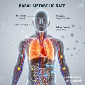 BMR là gì – năng lượng nền chiếm 60–70% tổng calo trong ngày.