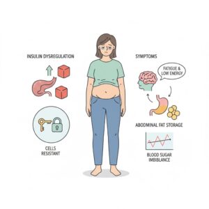 kháng insulin gây tích mỡ bụng dù ăn ít