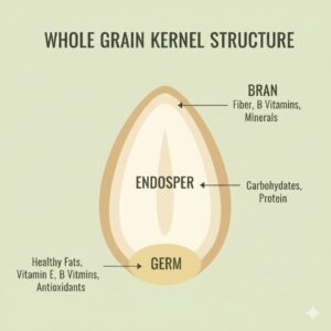 Cấu trúc hạt ngũ cốc nguyên cám gồm cám, mầm và nội nhũ
