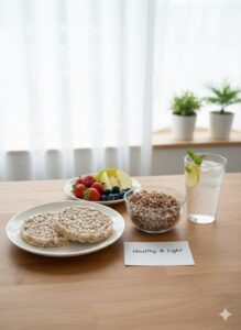 Cốm nổ gạo lứt hỗ trợ giảm cân trong chế độ bánh ăn kiêng