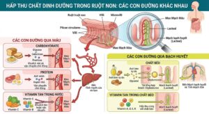 Cơ chế ruột non hấp thu carbohydrate protein chất béo vitamin