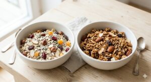 granola yến mạch nướng giòn với hạt và mật ong
