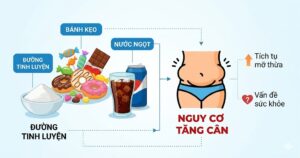 đường tinh luyện gây tăng cân và tích mỡ bụng